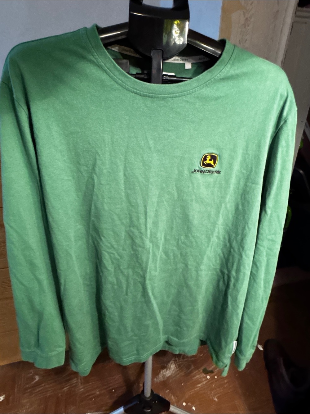 John Deere Green Long-Sleeve CrewneckTeeShirt with Yellow Logo